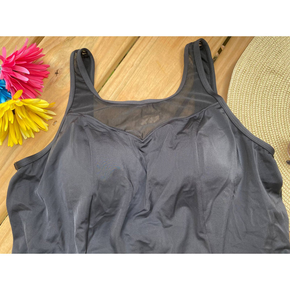 Swimsuits for All Mesh-Trim Swim Dress NWT Size 14 - Picture 3 of 8